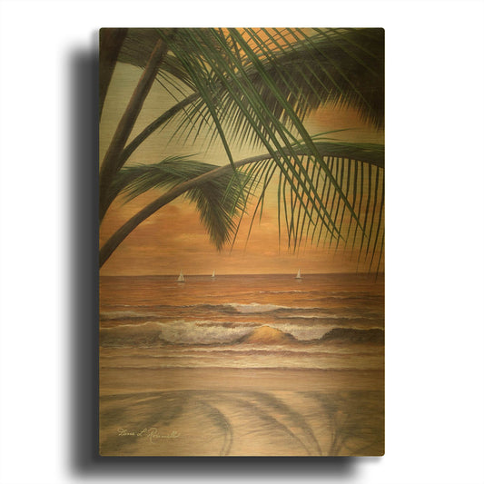 'R1125D - Paradiso Sunset' By Diane Romanello Gold Metal Wall Art