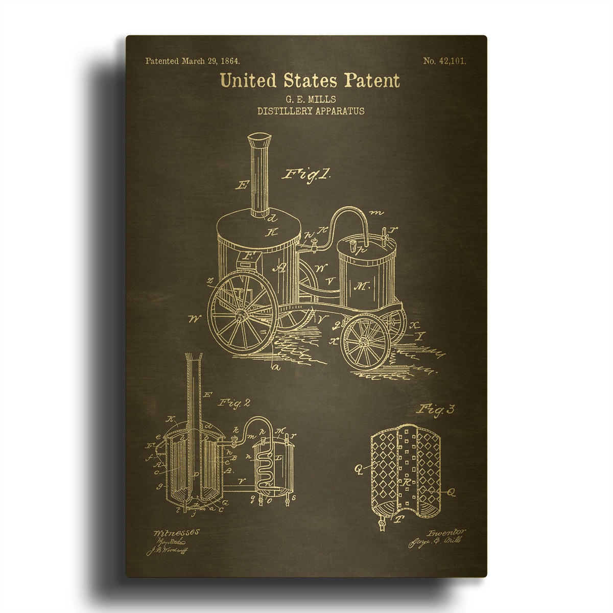 'Distillery Apparatus Blueprint Patent Chalkboard' By LUXE Gold Metal Wall Art