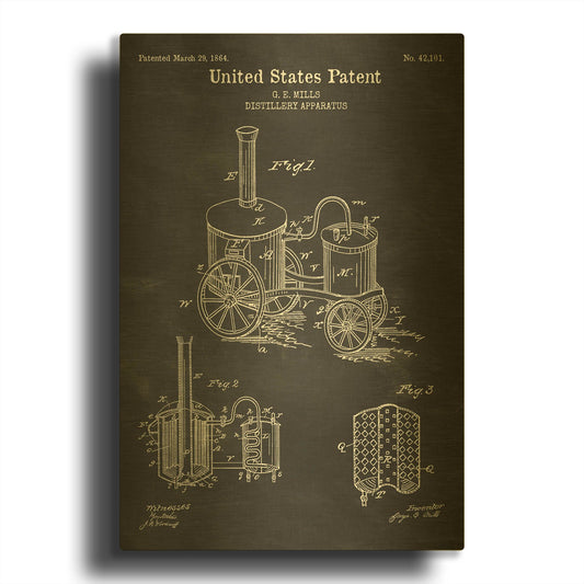'Distillery Apparatus Blueprint Patent Chalkboard' By LUXE Gold Metal Wall Art