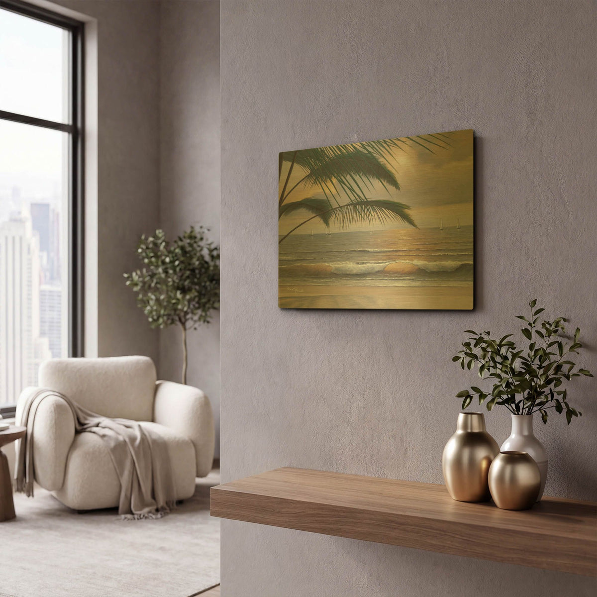 'R1126D - Paradisio' By Diane Romanello Gold Metal Wall Art