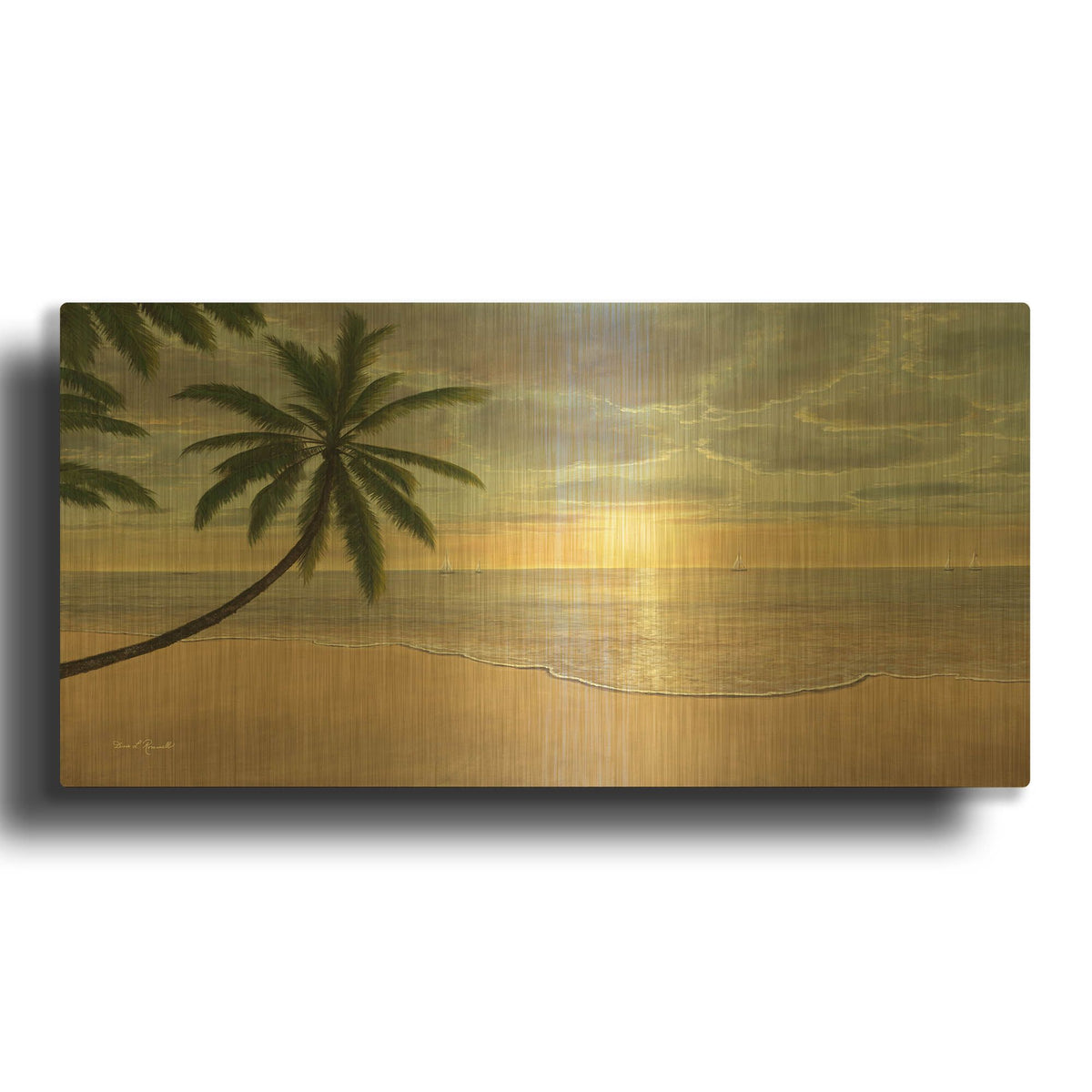'R1177D - Beach Bliss' By Diane Romanello Gold Metal Wall Art