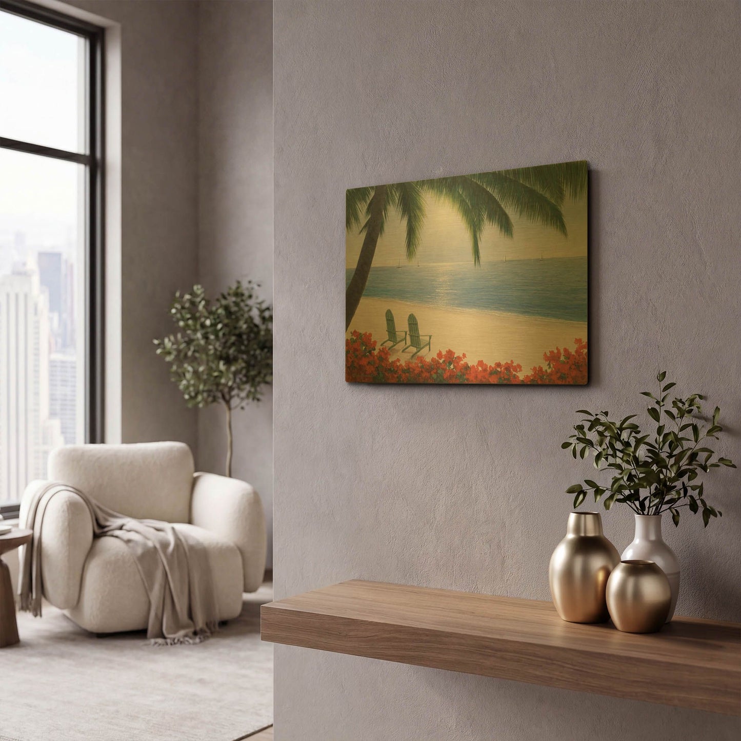 'R1198D - By the Sea' By Diane Romanello Gold Metal Wall Art