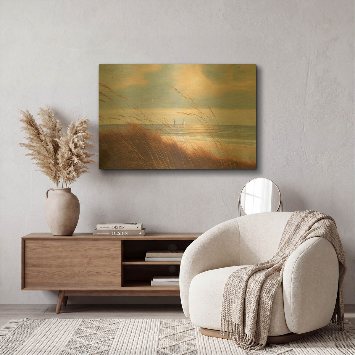 'R1201D - Sailboat Breezeway' By Diane Romanello Gold Metal Wall Art