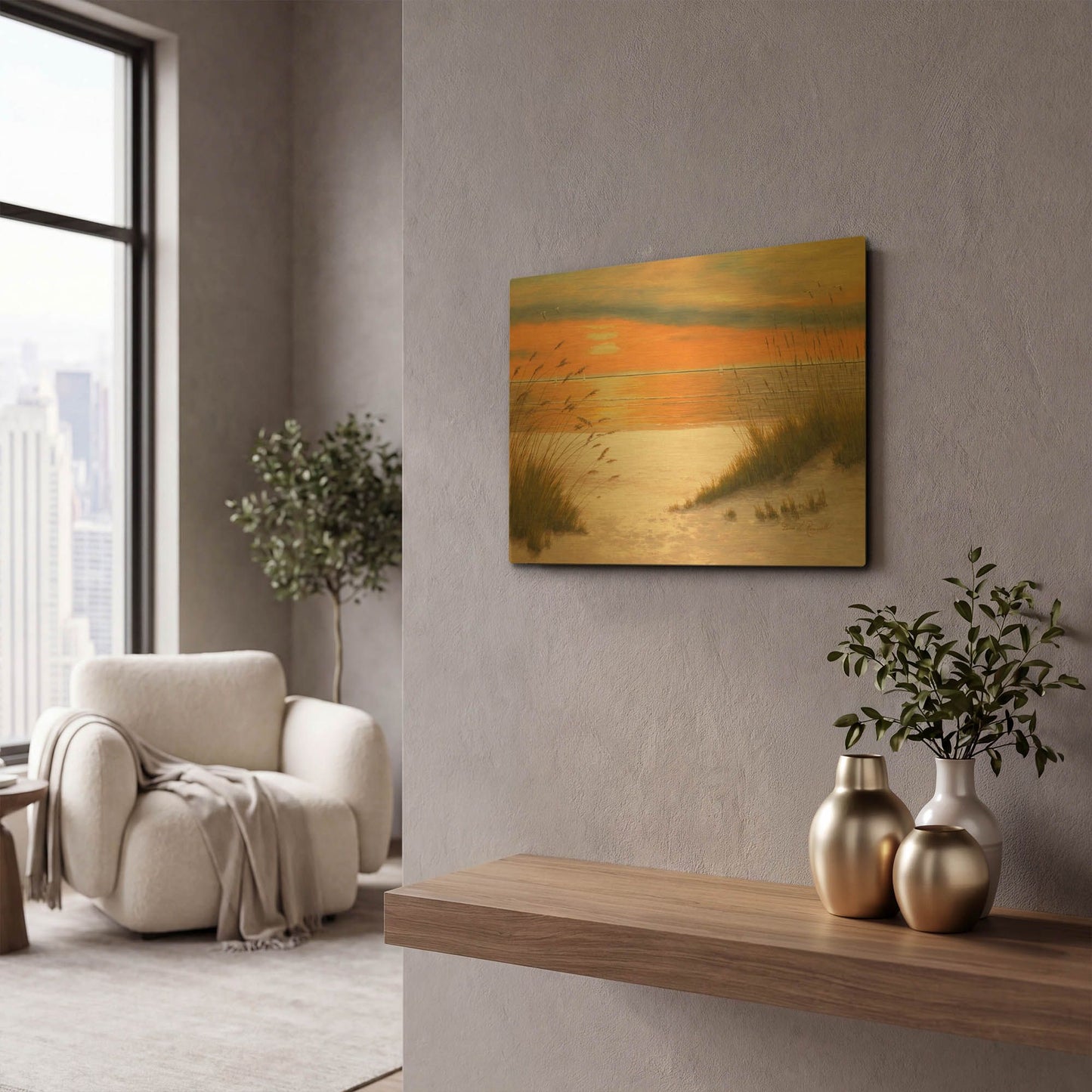 'R1204D - Summer Sunset' By Diane Romanello Gold Metal Wall Art
