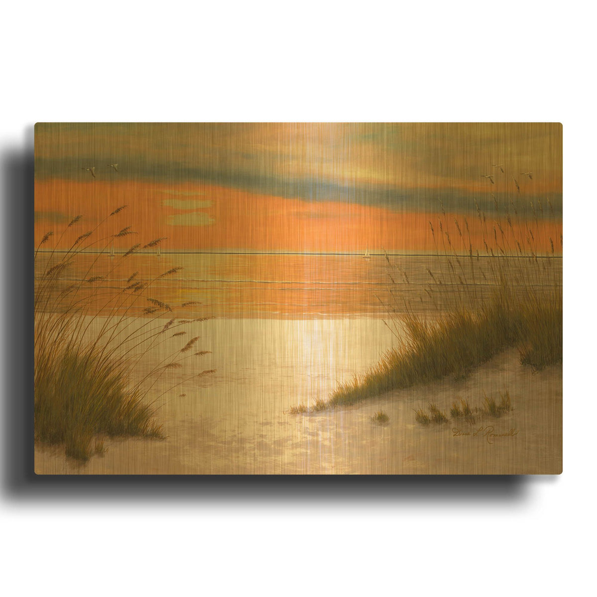 'R1204D - Summer Sunset' By Diane Romanello Gold Metal Wall Art