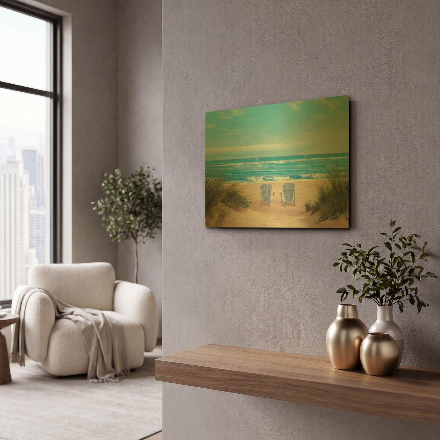 'R1385D - Among Friends II' By Diane Romanello Gold Metal Wall Art
