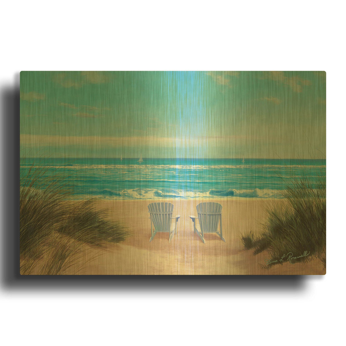'R1385D - Among Friends II' By Diane Romanello Gold Metal Wall Art