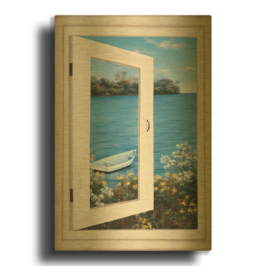 'R1396D - Bay Window Vista I' By Diane Romanello Gold Metal Wall Art