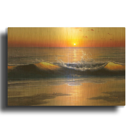 'R1487D - Sunset Nights' By Diane Romanello Gold Metal Wall Art