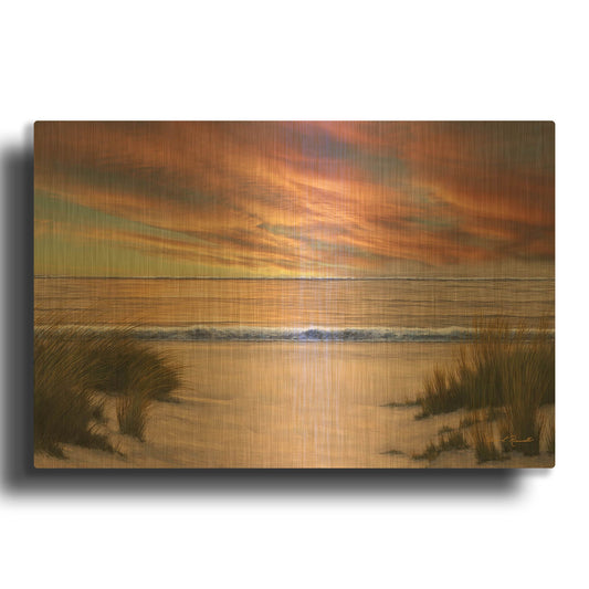 'R1488D - Beach Solitude' By Diane Romanello Gold Metal Wall Art