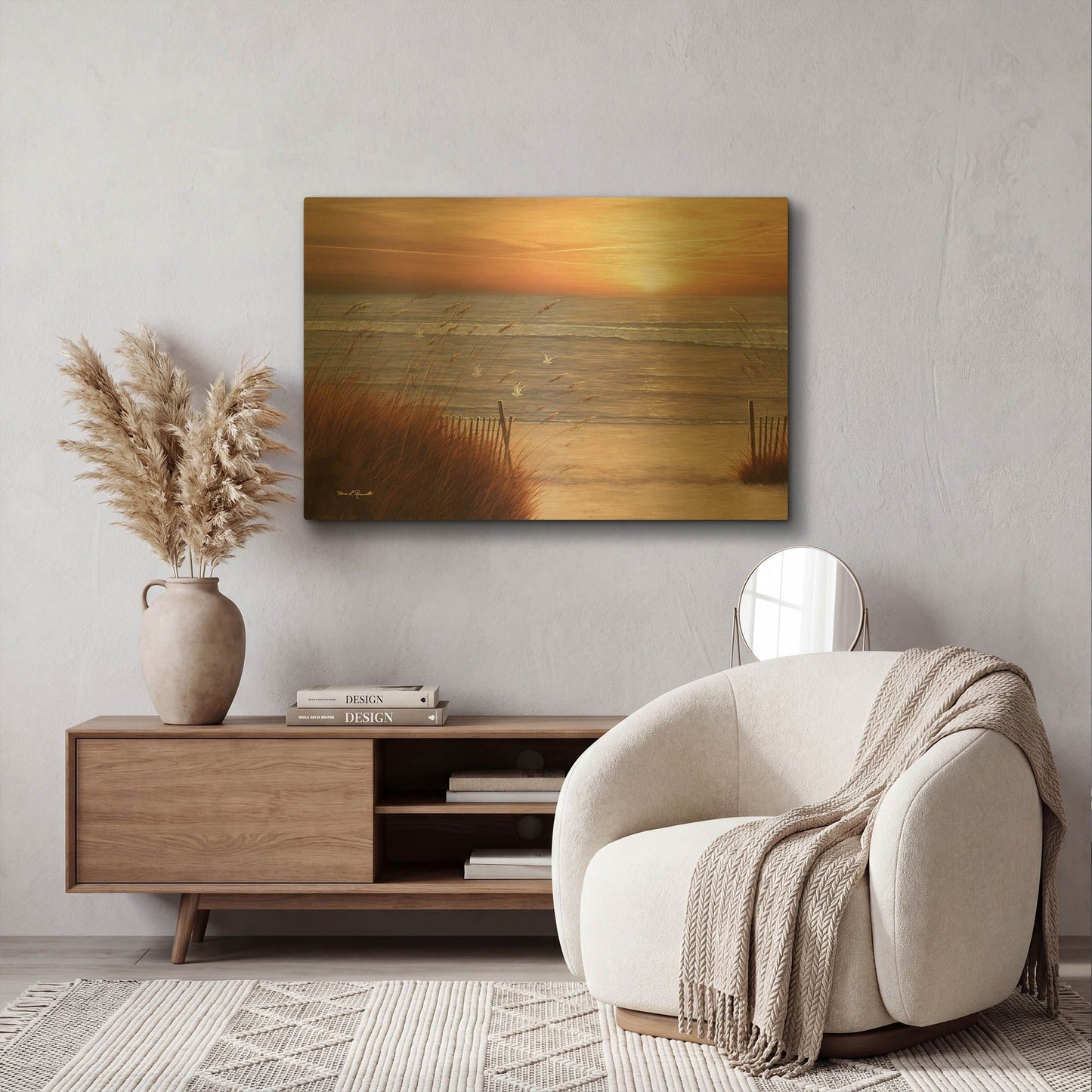 'R1491D - Beach Glory' By Diane Romanello Gold Metal Wall Art