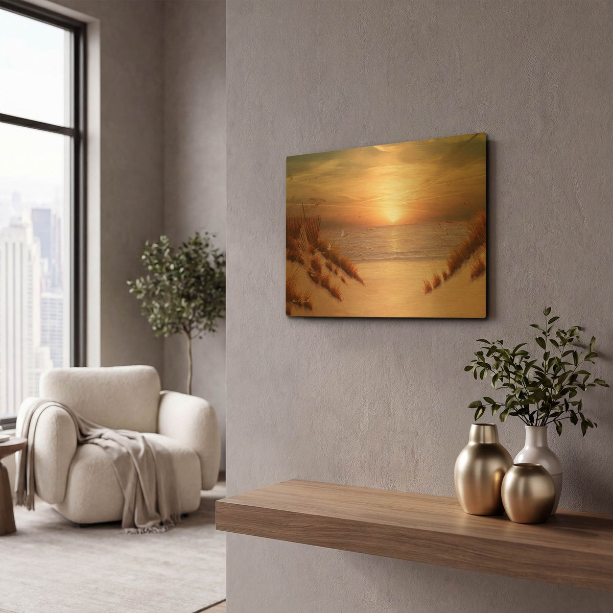 'R1492D - Dunes' By Diane Romanello Gold Metal Wall Art