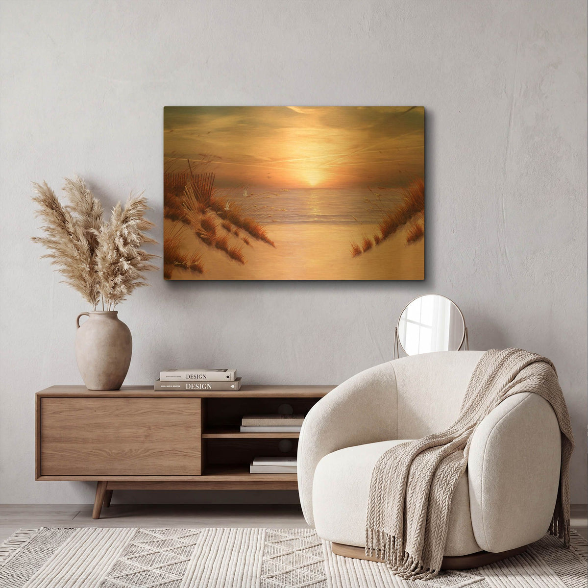 'R1492D - Dunes' By Diane Romanello Gold Metal Wall Art