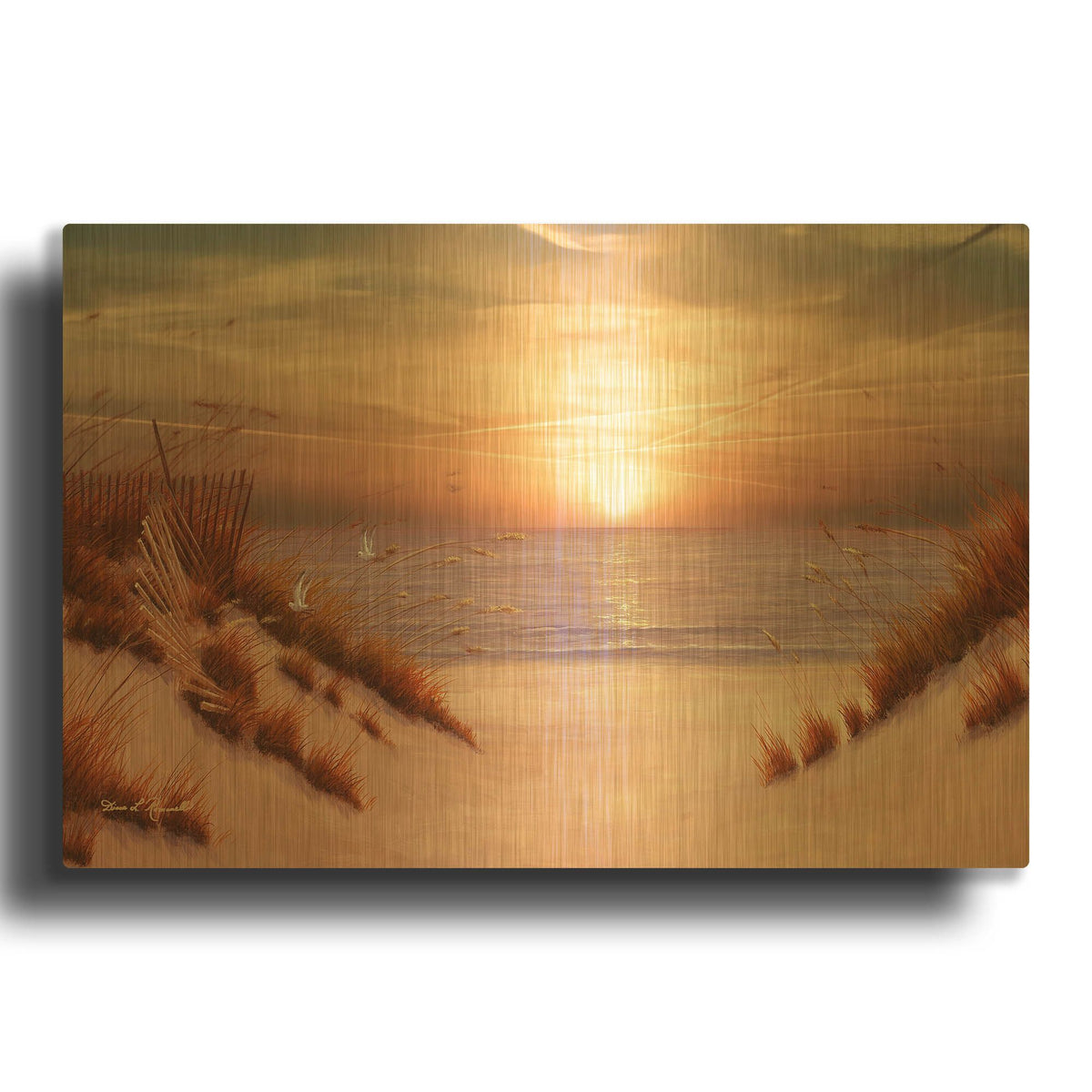 'R1492D - Dunes' By Diane Romanello Gold Metal Wall Art