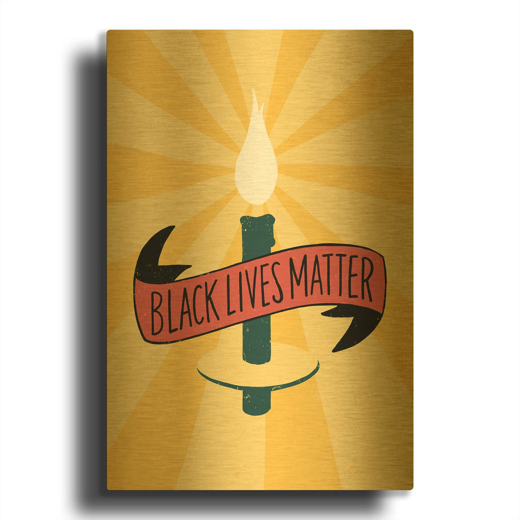 'Black Lives Matter, Candle' By Emily Rasmussen Gold Metal Wall Art