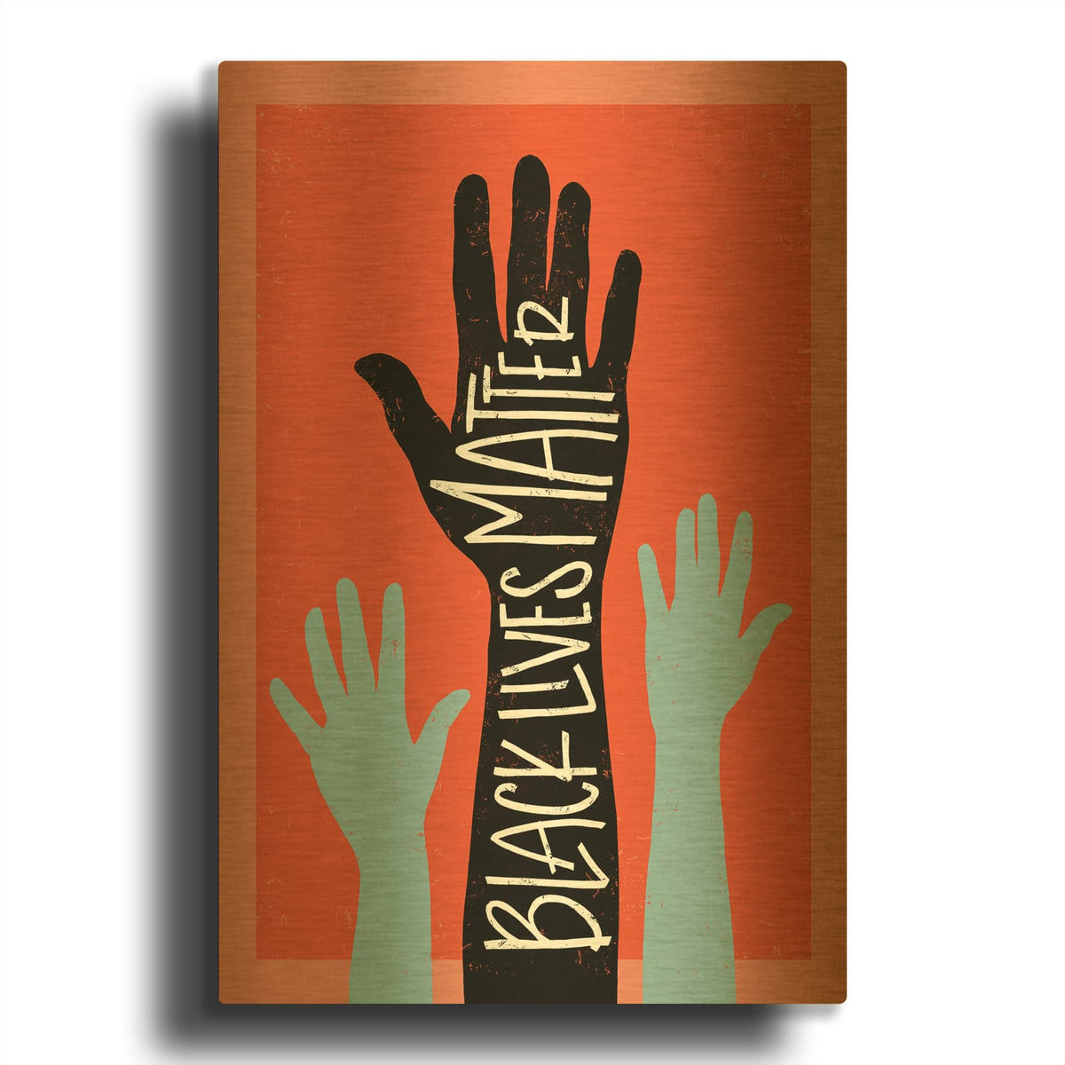 'Black Lives Matter, Hands' By Emily Rasmussen Gold Metal Wall Art
