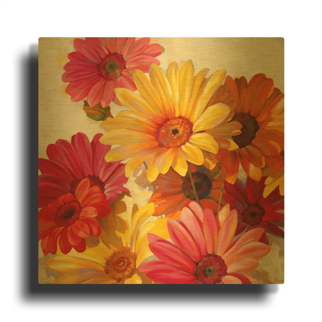 'Daisies for Spring' By Emma Styles Gold Metal Wall Art