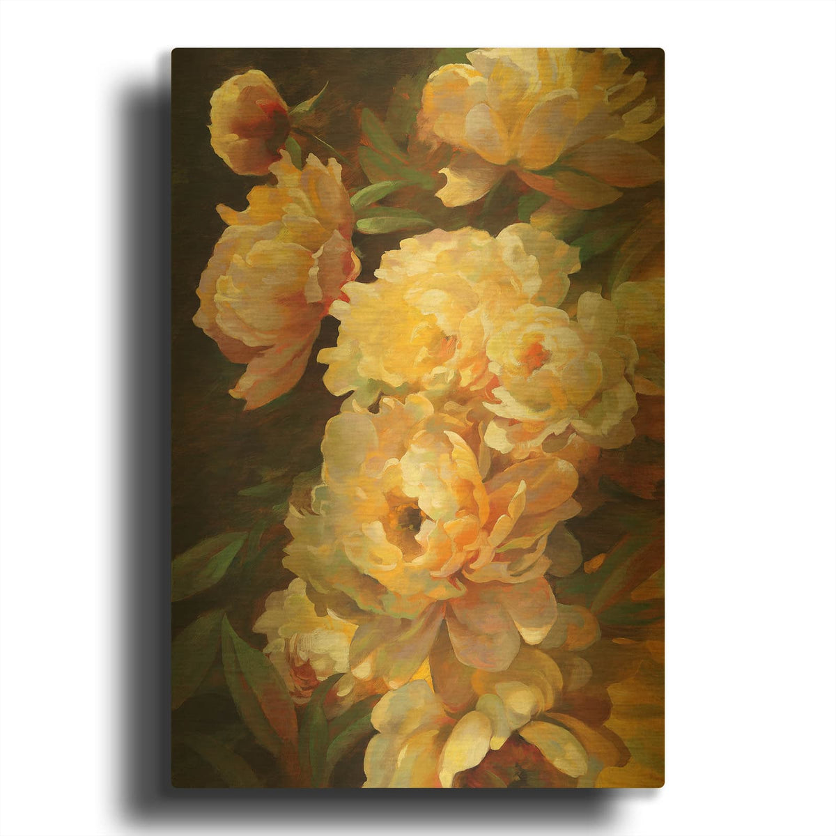 'Peonies for Springtime' By Emma Styles Gold Metal Wall Art