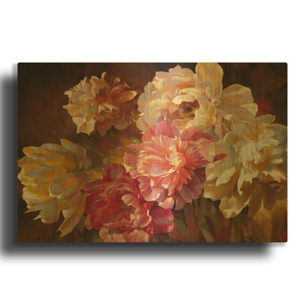 'Peonies in Pastel' By Emma Styles Gold Metal Wall Art
