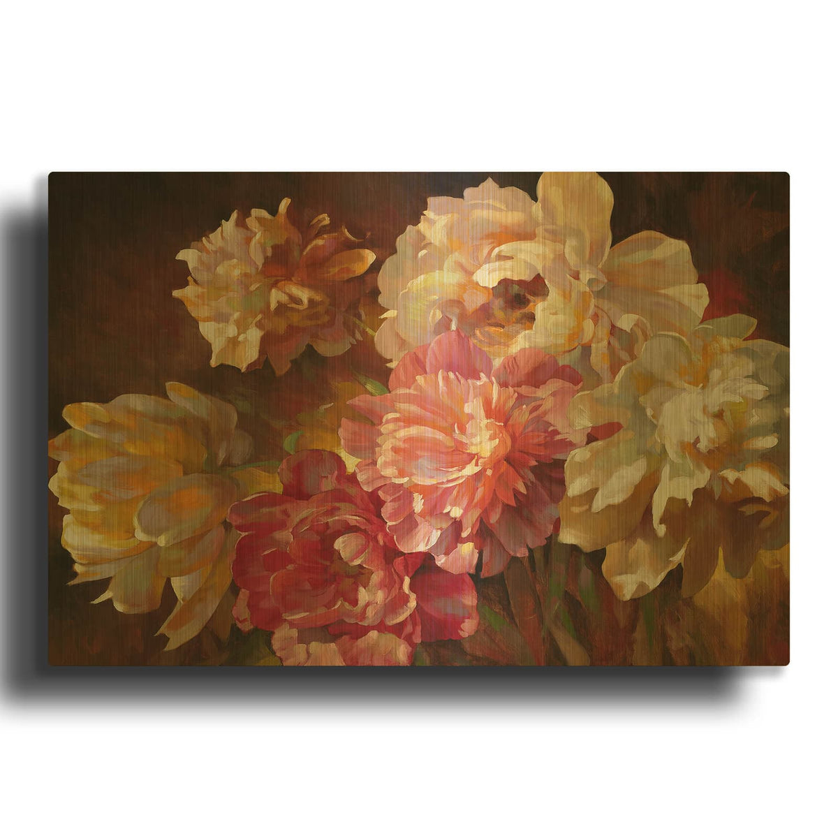 'Peonies in Pastel' By Emma Styles Gold Metal Wall Art