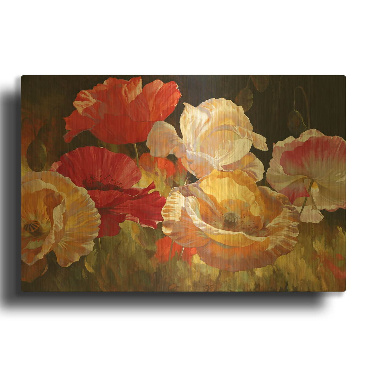 'Poppy Celebration' By Emma Styles Gold Metal Wall Art