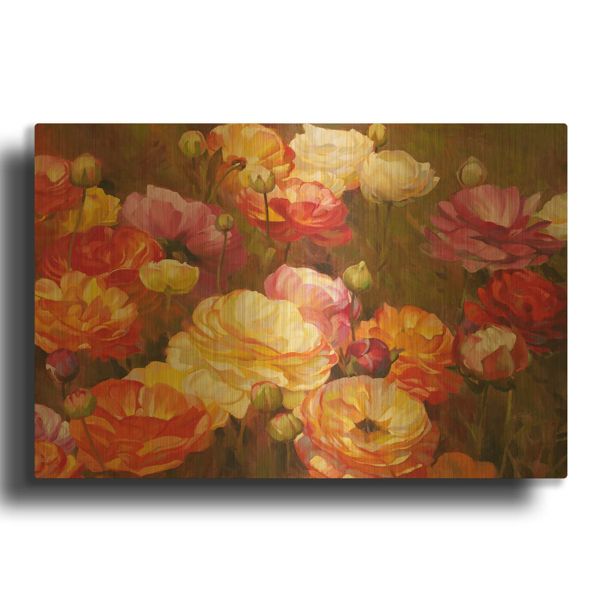 'Ranunculus Garden' By Emma Styles Gold Metal Wall Art