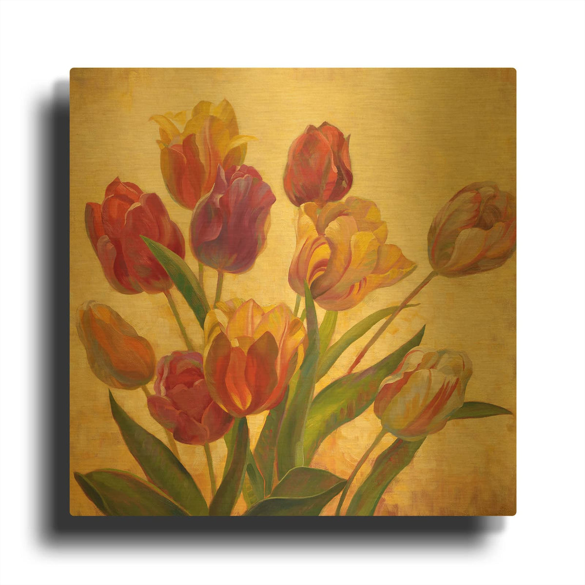 'Tulip Bouquet' By Emma Styles Gold Metal Wall Art