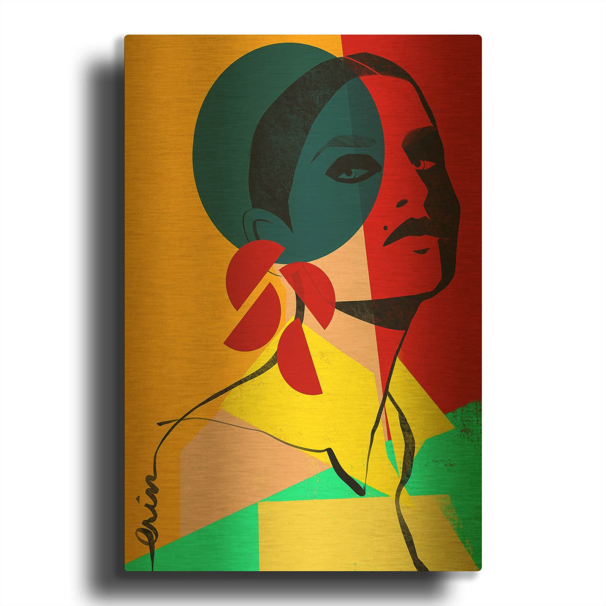 'Face Off 1' By Erin K. Robinson Gold Metal Wall Art