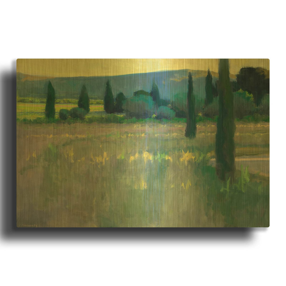 'Evening at the Chateau' By Ian Roberts Gold Metal Wall Art