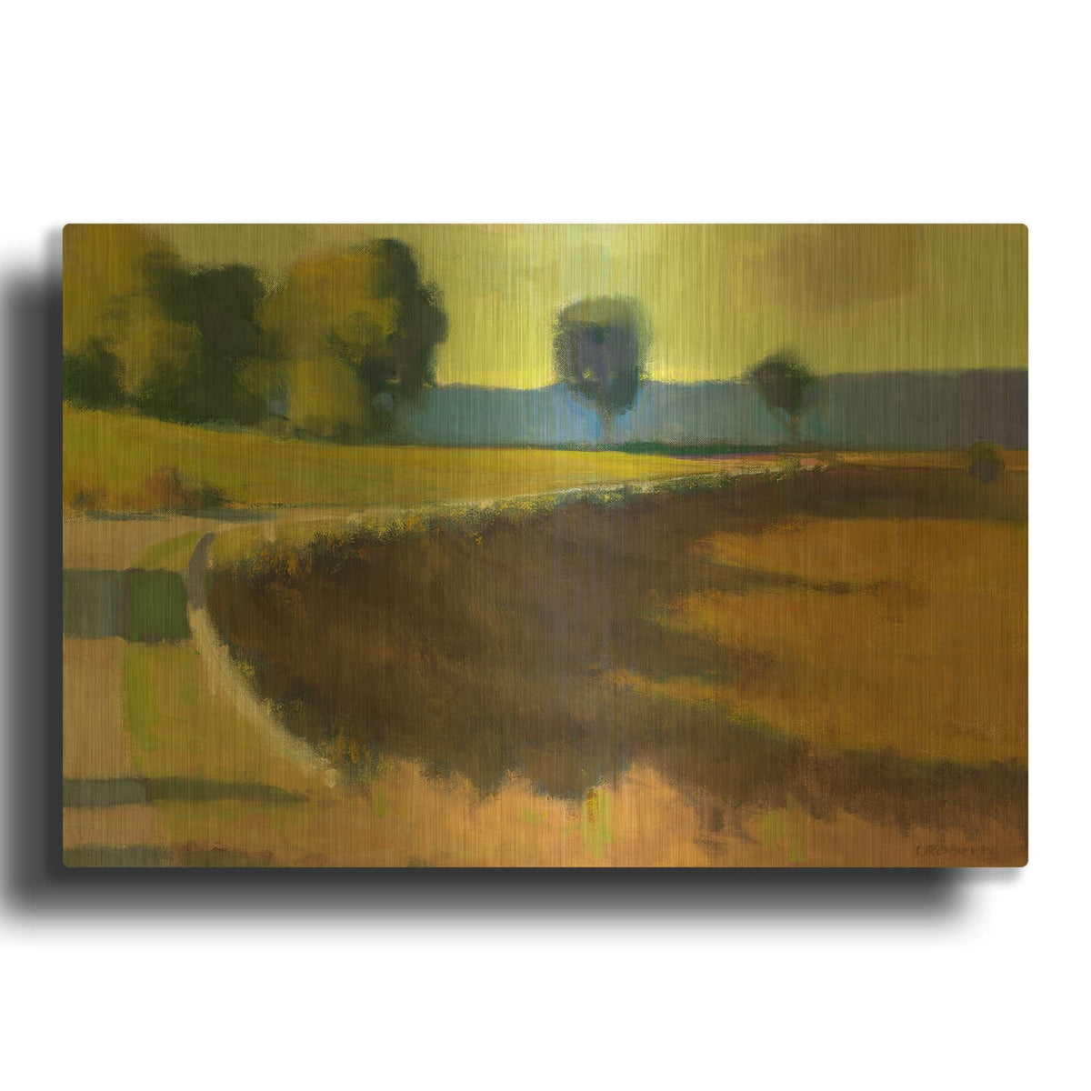 'Late Afternoonthe Pyrenees' By Ian Roberts Gold Metal Wall Art