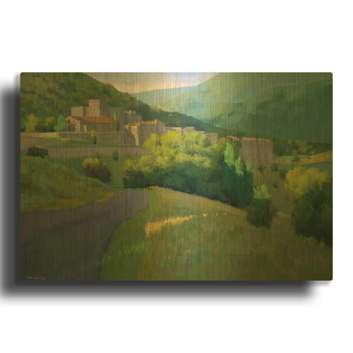 'Early Morning in Aurel' By Ian Roberts Gold Metal Wall Art
