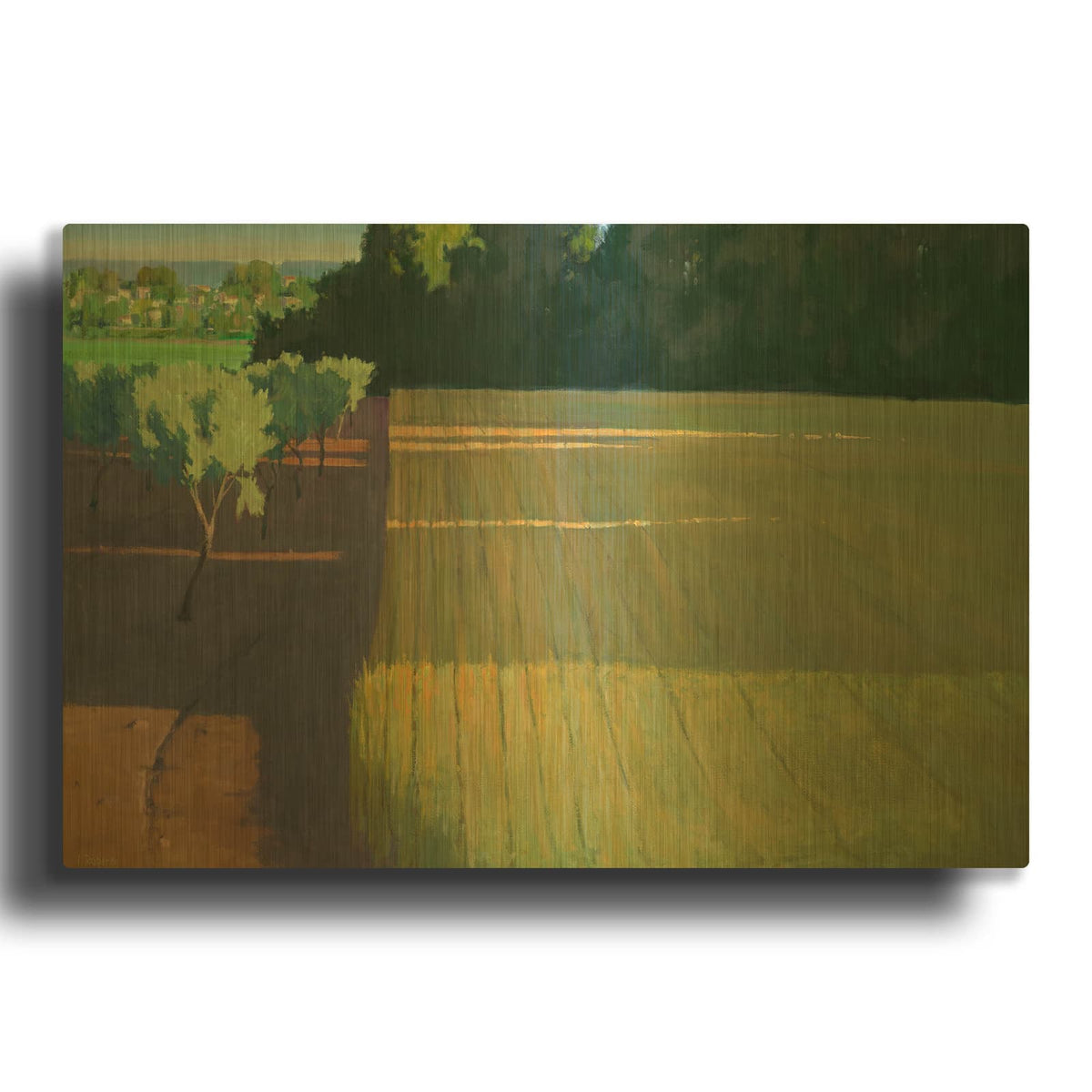 'Last Light on Caromb' By Ian Roberts Gold Metal Wall Art