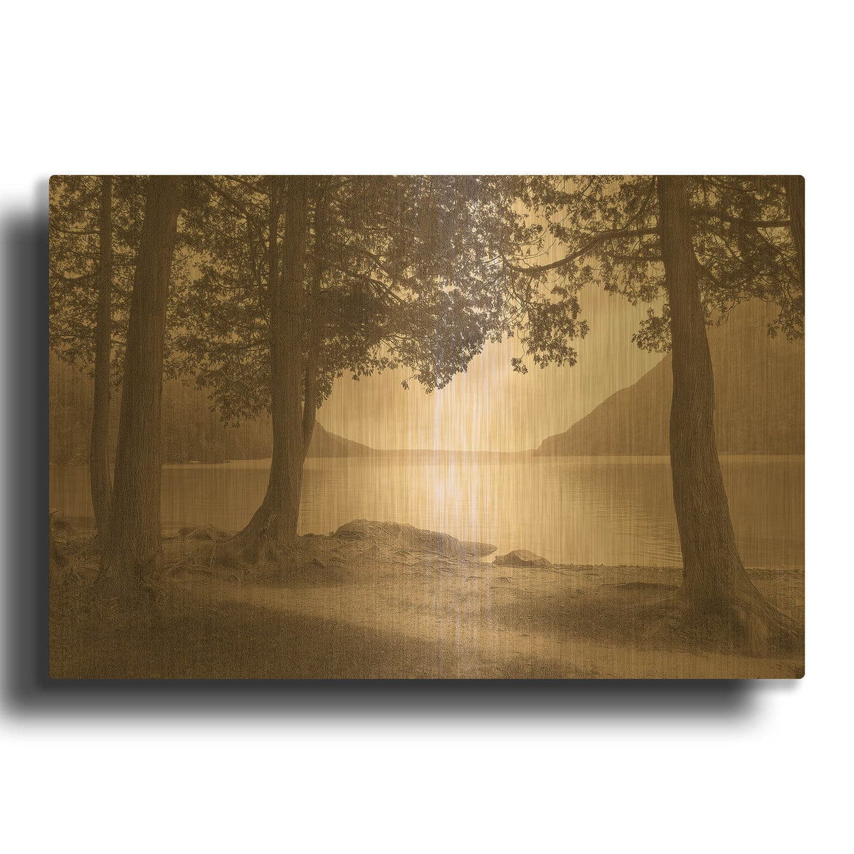 'By the Lake' By Igor Svibilsky Gold Metal Wall Art