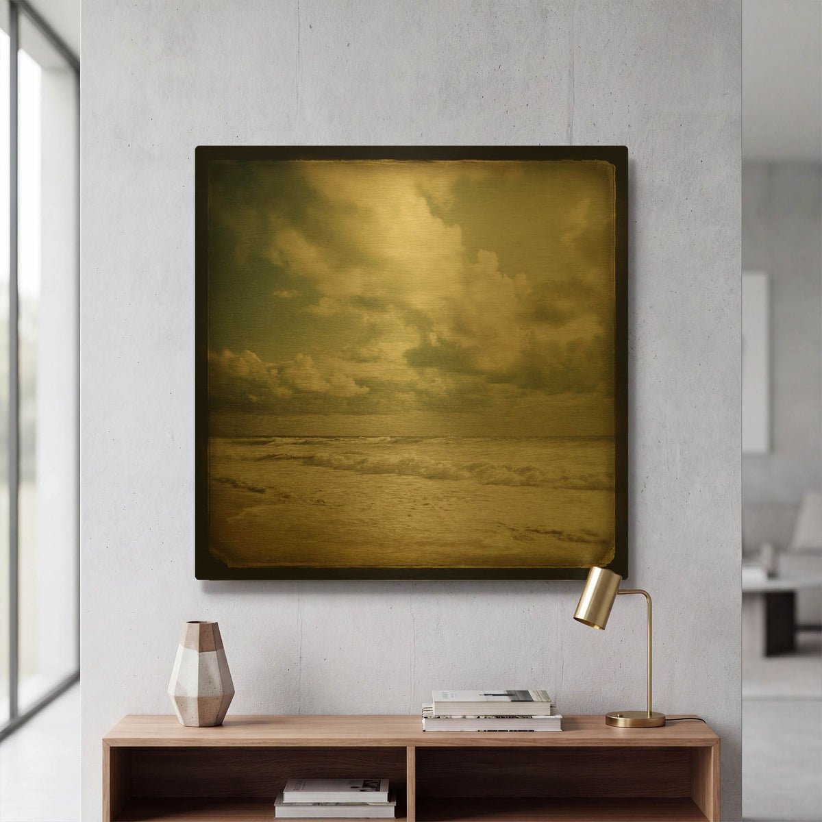 'S1115D - The Waves' By Irene Suchocki Gold Metal Wall Art