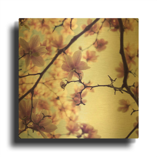 'S1116D - Pink Blossoms' By Irene Suchocki Gold Metal Wall Art