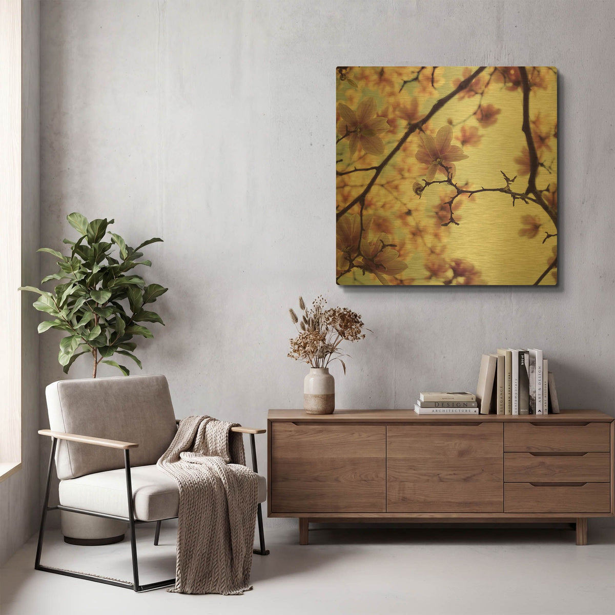 'S1116D - Pink Blossoms' By Irene Suchocki Gold Metal Wall Art