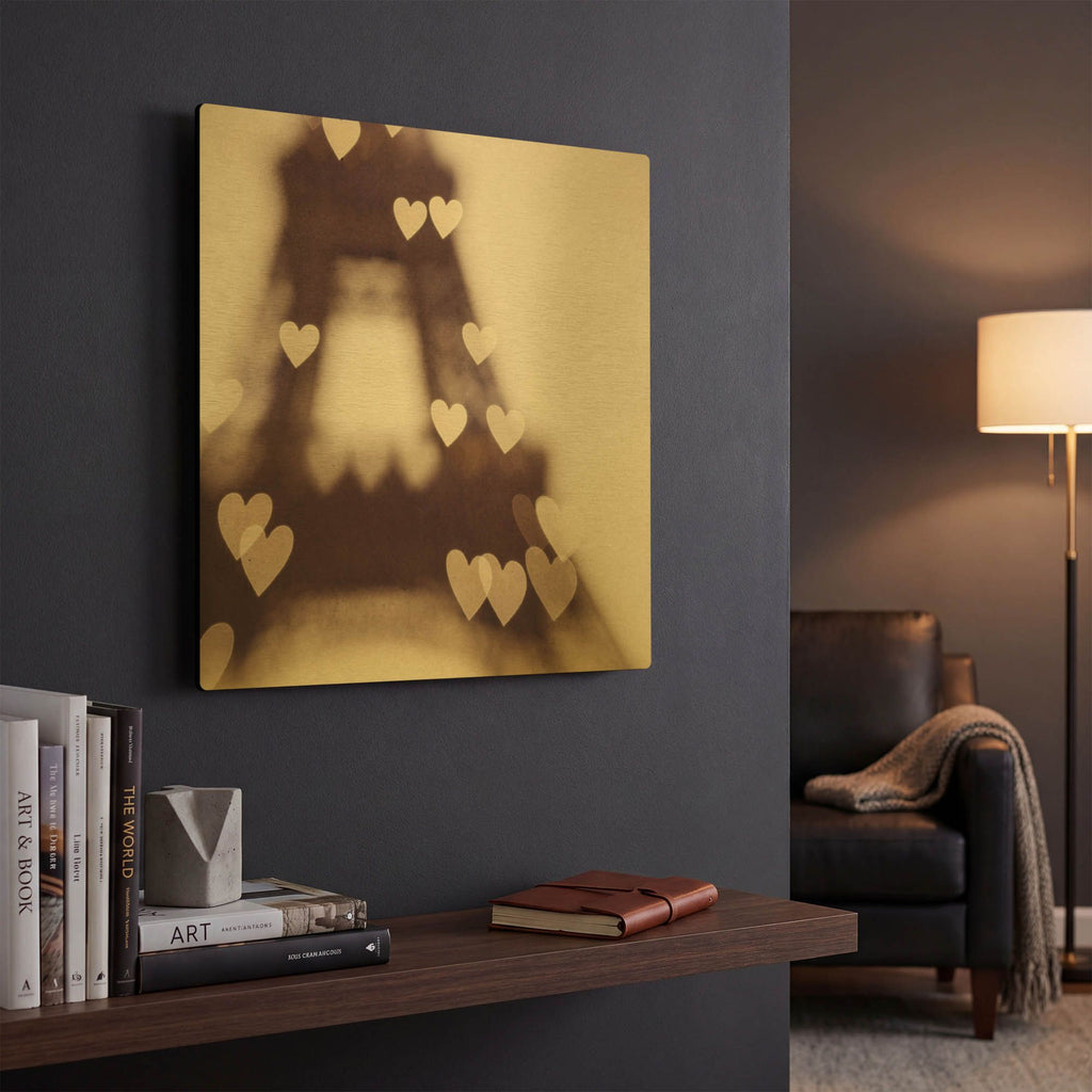 'S1242D - City of Love' By Irene Suchocki Gold Metal Wall Art
