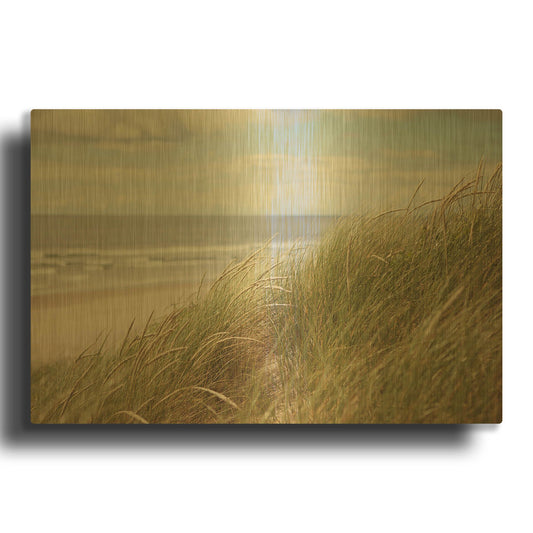 'S1282D - Beach Grass I' By Irene Suchocki Gold Metal Wall Art