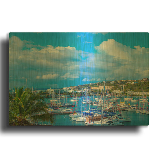 'Oyster Pond Bay, St. Maarten' By Jack Reed Gold Metal Wall Art