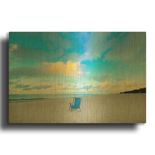'Chair On Beach' By Jack Reed Gold Metal Wall Art