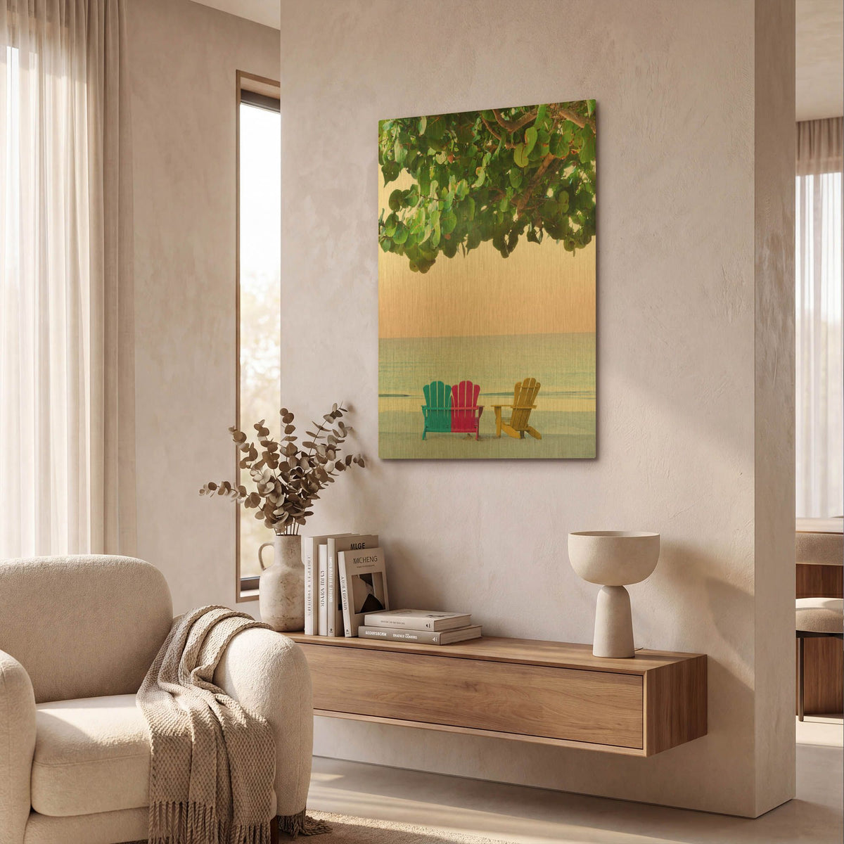 'Three Chairs' By Jack Reed Gold Metal Wall Art