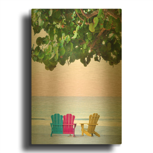 'Three Chairs' By Jack Reed Gold Metal Wall Art