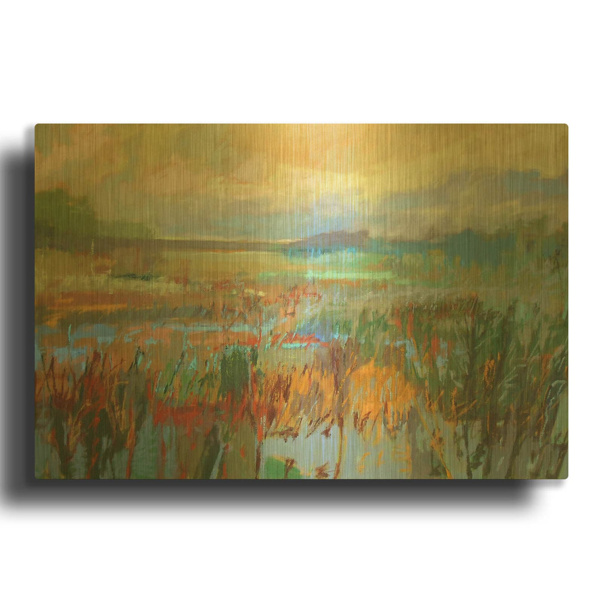 'Marsh in May' By Jane Schmidt Gold Metal Wall Art