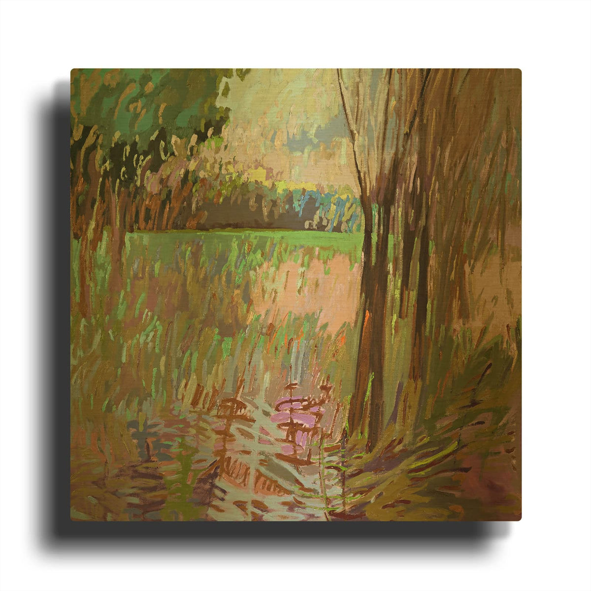 'View from the Roadside' By Jane Schmidt Gold Metal Wall Art