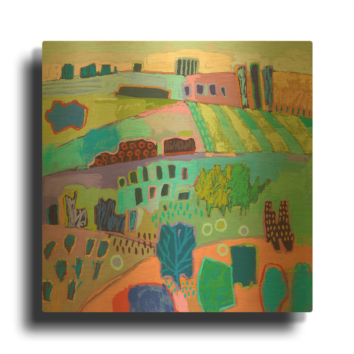 'If Happy Was a Landscape' By Jane Schmidt Gold Metal Wall Art