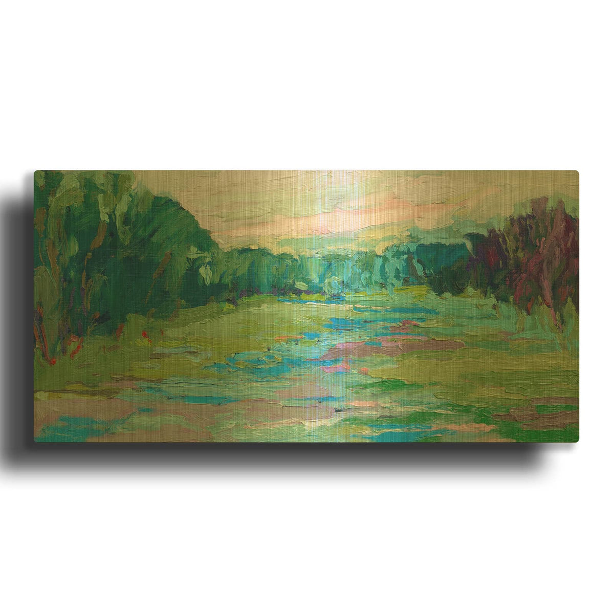 'Spring Fed Creek' By Jane Schmidt Gold Metal Wall Art