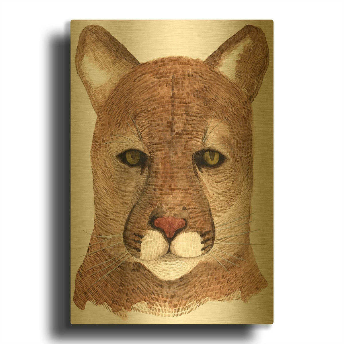 'Cougar' By Jeannine Saylor Gold Metal Wall Art