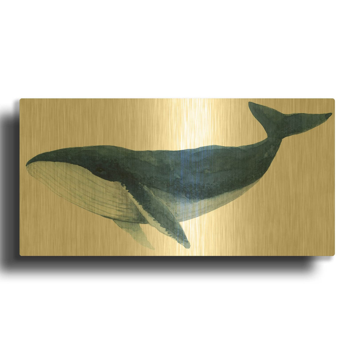 'Humpback Whale, Blue' By Jeannine Saylor Gold Metal Wall Art