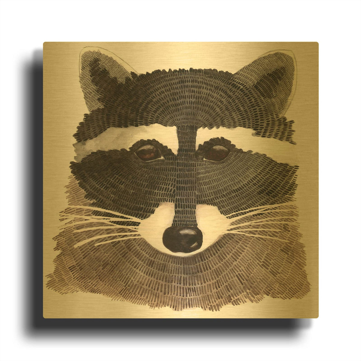 'Raccoon' By Jeannine Saylor Gold Metal Wall Art