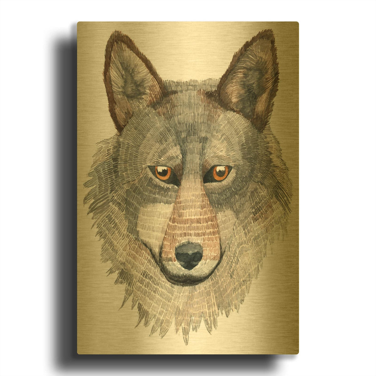 'Wolf' By Jeannine Saylor Gold Metal Wall Art